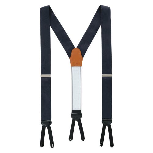 Trafalgar Banbury Silk Button End Suspenders (braces) And Esteban Cufflinks Set In Black