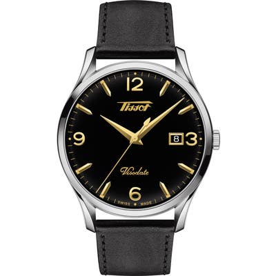 Tissot Heritage Visodate Leather Strap Watch, 40Mm