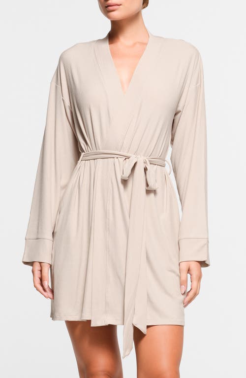 Shop Skims Soft Lounge Short Robe In Stone