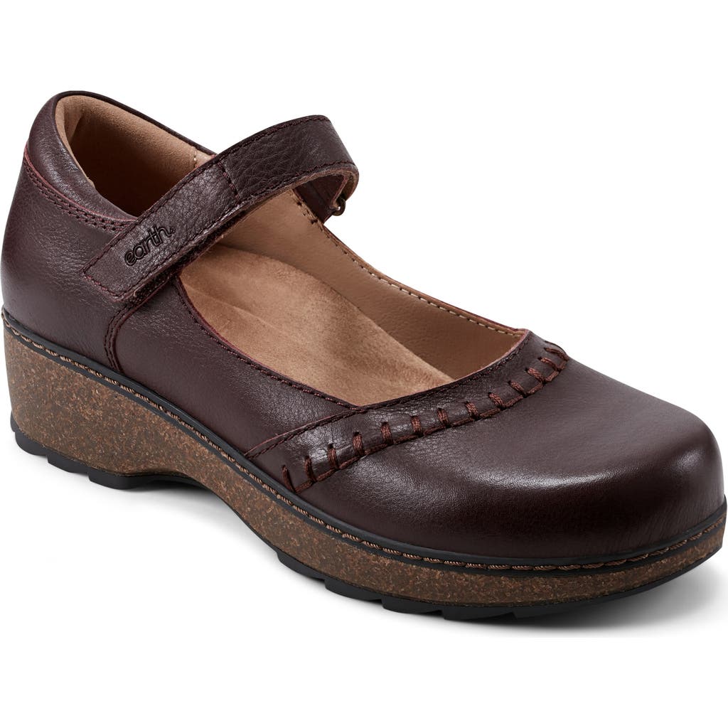 Earth Kalece Womens Adjustable Leather Mary Jane Heels In Burgundy