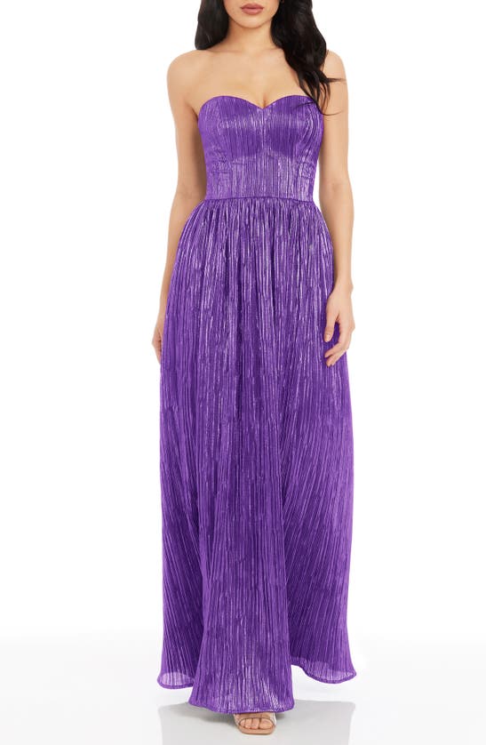 Shop Dress The Population Audrina Strapless Gown In Lavender