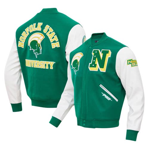 Men's Pro Standard Green Norfolk State Spartans Classic Wool Full-Zip Varsity Jacket