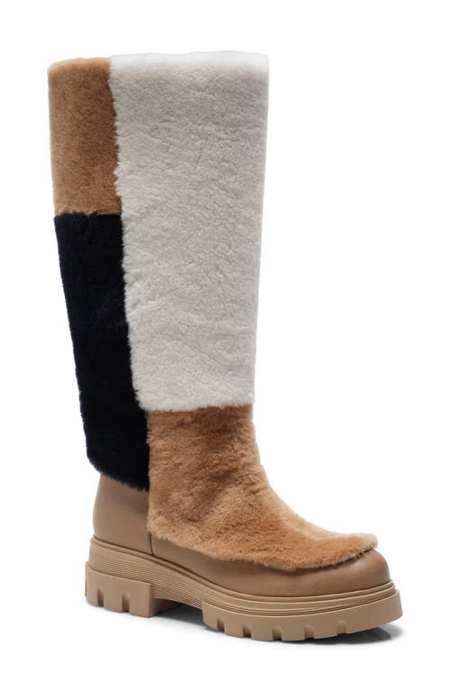 Free People Happy Thoughts Genuine Shearling Knee High Boot in Honey Combo