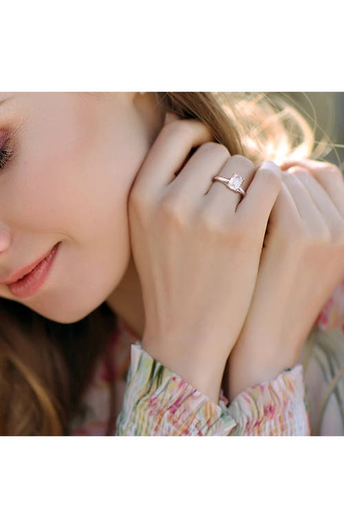 Delmar Emerald Cut Lab-created Moissanite Ring In White