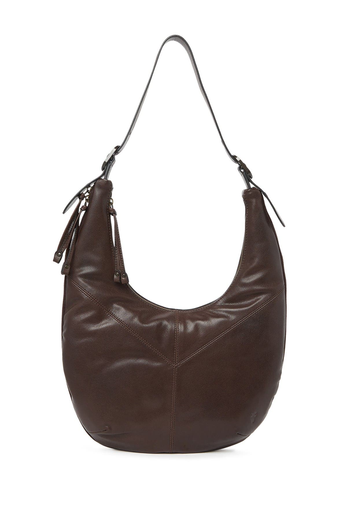 Frye Gina Leather Hobo Bag In Dark Brown