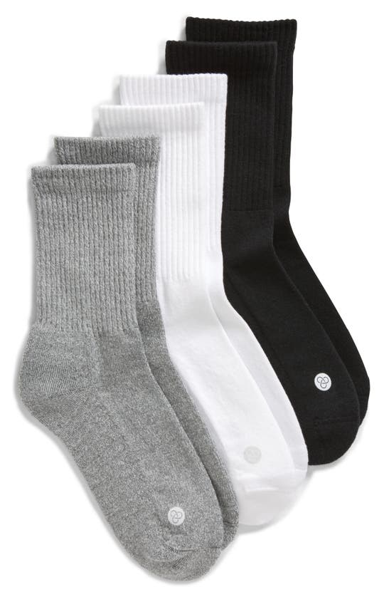 Shop Zella 3-pack Crew Socks In White Multi