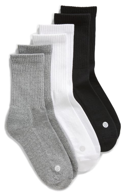 3-Pack Crew Socks in White Multi