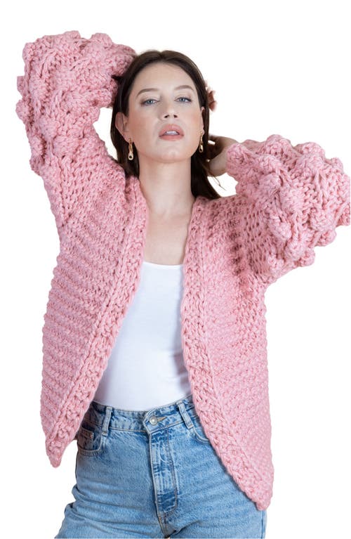 Saachi Pompom Knit Cardigan In Blush