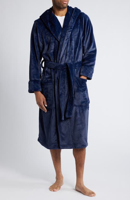 Nordstrom Fleece Hooded Robe In Navy Peacoat