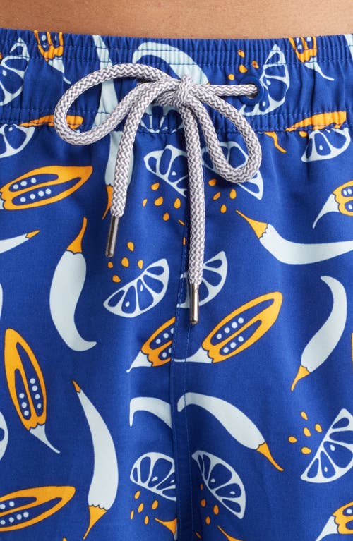 Tom & Teddy Chilli Swim Trunks In Blue & Orange