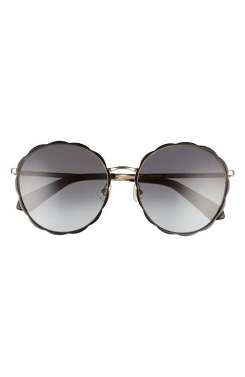 Kate Spade New York Cannes 57mm Gradient Round Sunglasses In Black