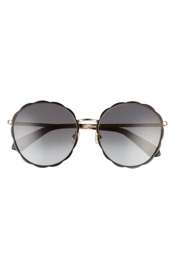 Kate Spade New York Cannes 57mm Gradient Round Sunglasses In Black/dark Grey Sf