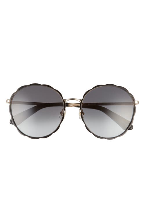 Kate Spade New York Cannes 57mm Gradient Round Sunglasses In Black/dark Grey Sf