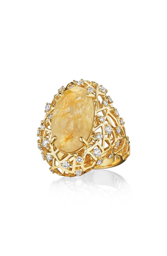 Hueb Estelar Quartz & Diamond Ring In Yellow Gold