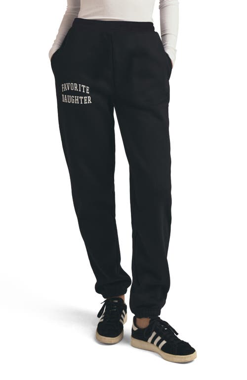 Favorite Daughter The Collegiate Tie Waist Joggers in Black 