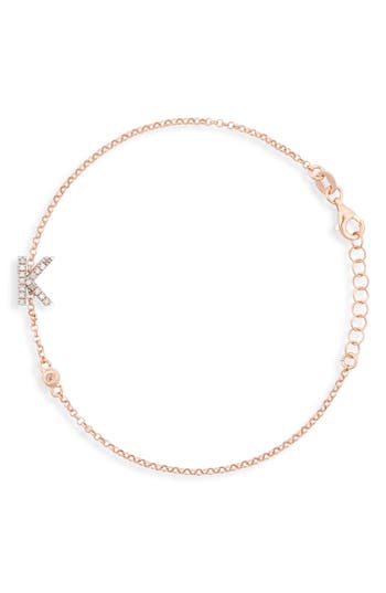 Meshmerise Diamond Initial Bezel Bracelet In Rose-k