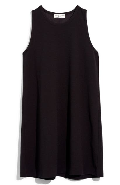 Madewell Texture & Thread Crepe Swingy Tank Dress In True Black