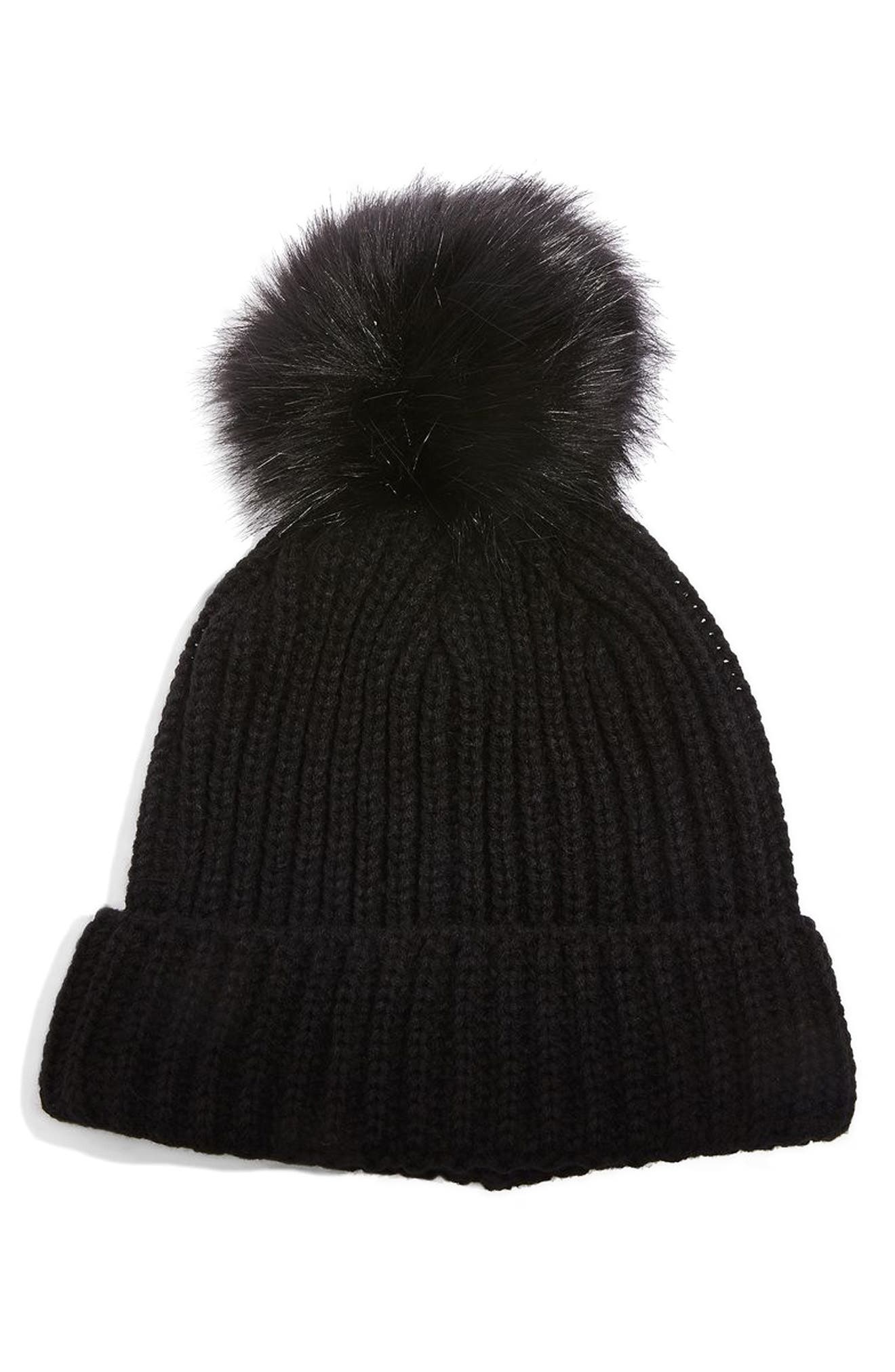 fur bobble hat topshop