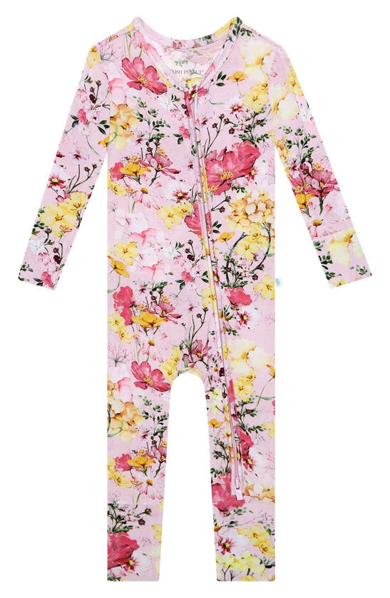 Shop Posh Peanut Gaia Fitted Convertible Footie Pajamas In Bright Pink