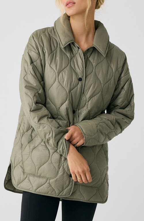 Shop Lole The Quilted Water Repellent Nylon Shacket In Hazel