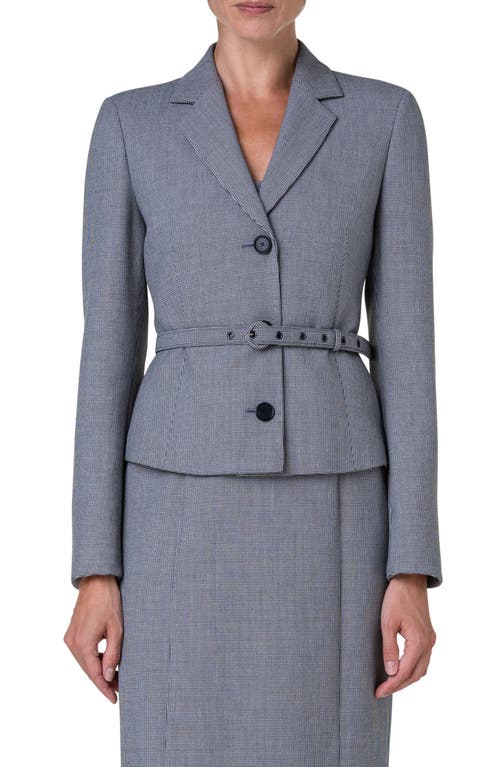 Akris punto Micro Houndstooth Pebble Crepe Belted Jacket Black-Cream at Nordstrom,