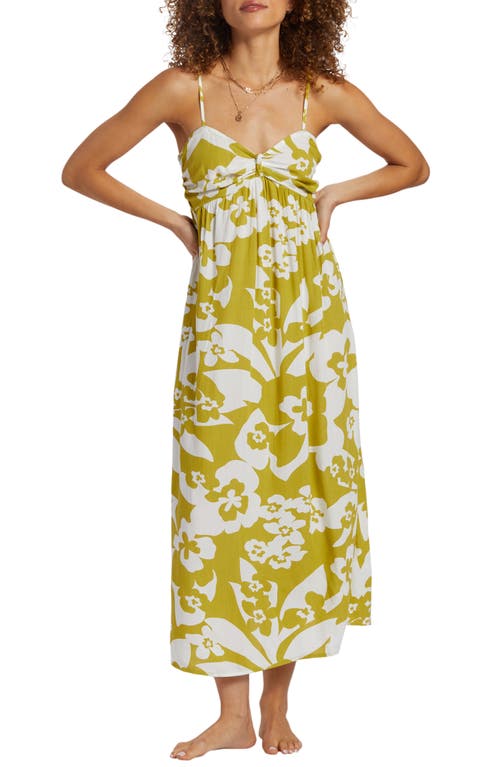 Shop Billabong Daybreak Floral Midi Sundress In Moss Joy