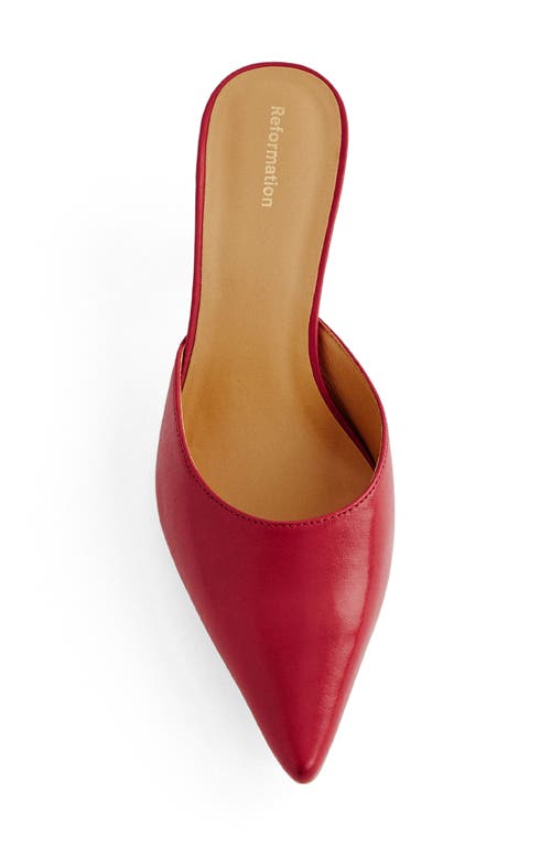 Shop Reformation Wilda Pointed Toe Kitten Mule In Scarlet