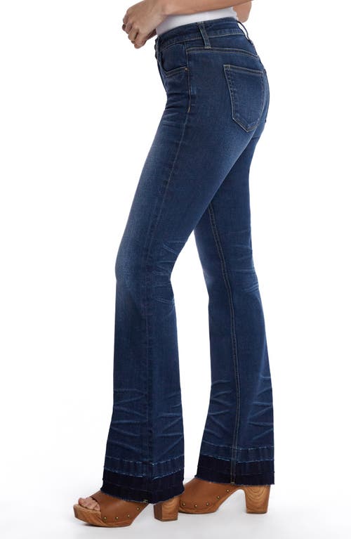 Hint Of Blu Release Hem Flare Jeans In Cool Blue