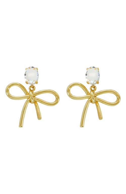 Panacea Crystal Top Bow Drop Earrings in Gold 