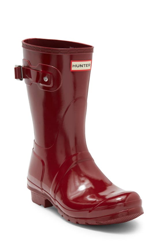 Hunter 'original Short' Gloss Rain Boot In Fall Red