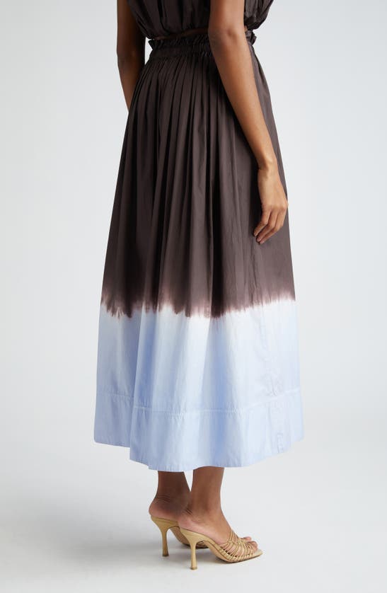Shop A.l.c Gina Colorblock Tie Dye Cotton Skirt In Sky Blue/ Fudge