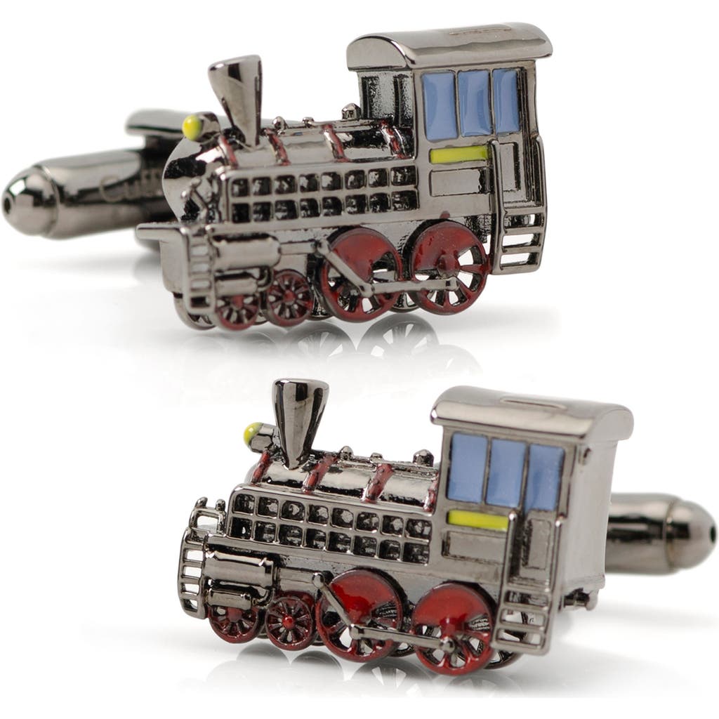 Cufflinks, Inc 3d Steam Engine Cuff Links In Silver/black