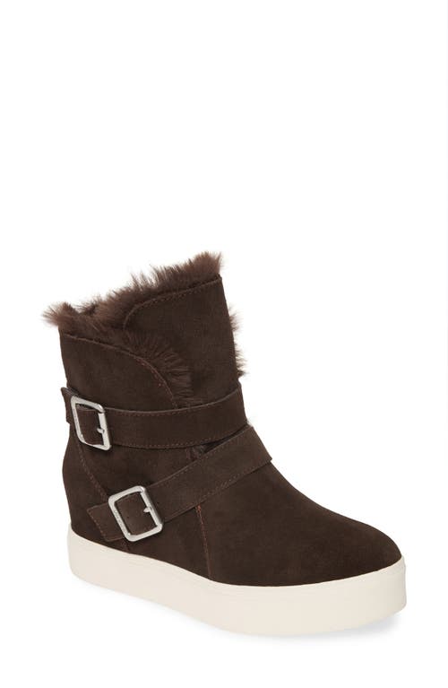 JSlides Wells Faux Fur Trim High Top Sneaker in Dark Brown