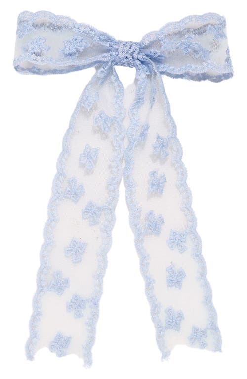 Scalloped Lace Hair Bow in Sky