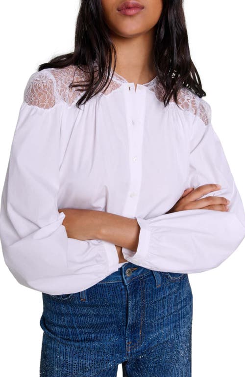 Shop Maje Lace Shirt In White