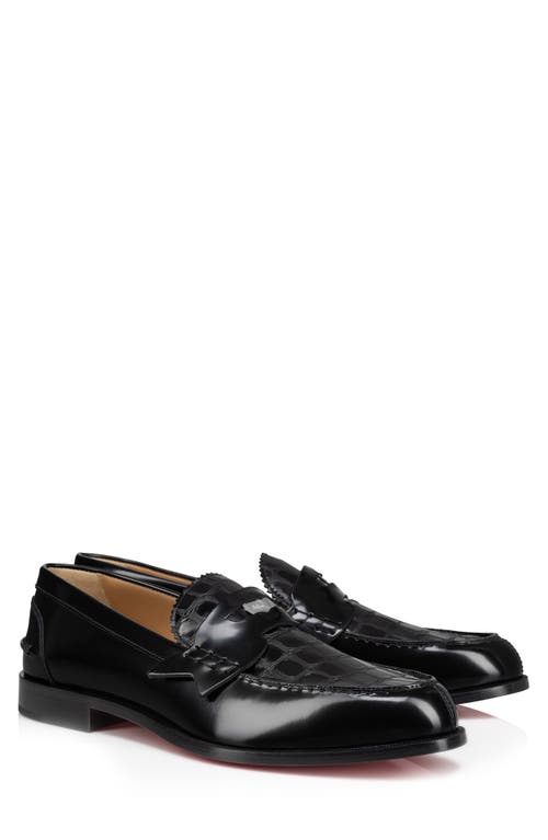 Shop Christian Louboutin Moc Toe Penny Loafer In Black