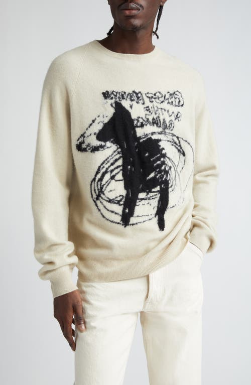 Frenckenberger X Shane Macgowan Ghost Horse Cashmere Crewneck Sweater In Chalk/ghost Horse Black