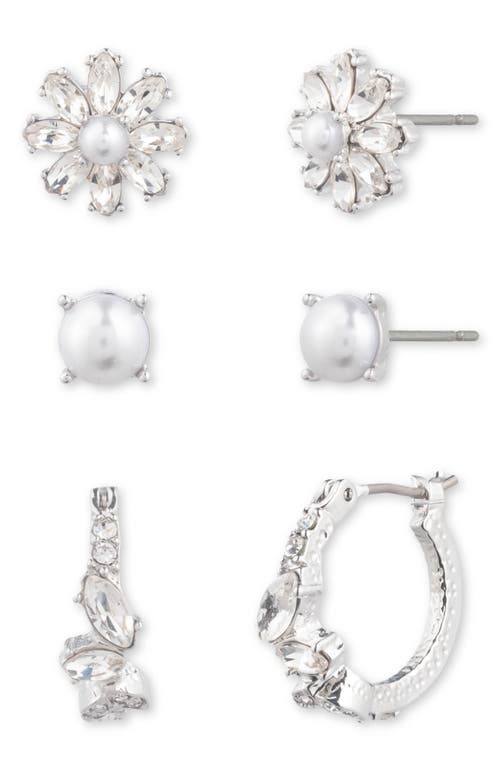 Marchesa Pretty Petals Set Of 3 Earrings In Metallic