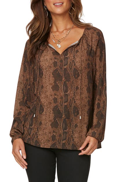 Click to view more detailed imagery on our partner's website Nydj Peasant Blouse In Bronze Python