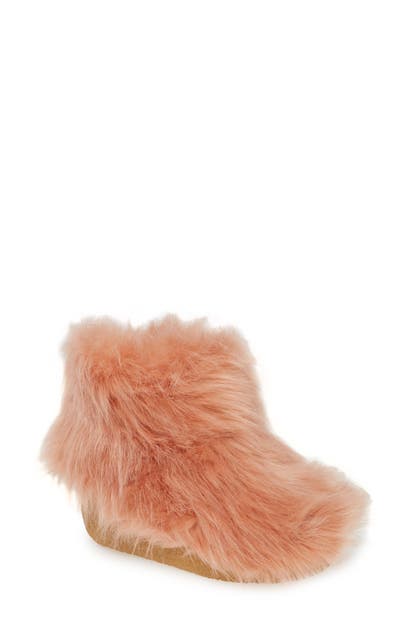 Jeffrey Campbell Fluffy Faux Fur Bootie In Pink Faux Fur