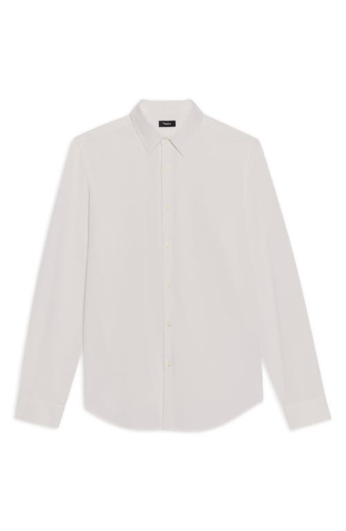 Theory Sylvain Nd Structure Knit Button-up Shirt In Soft Grey