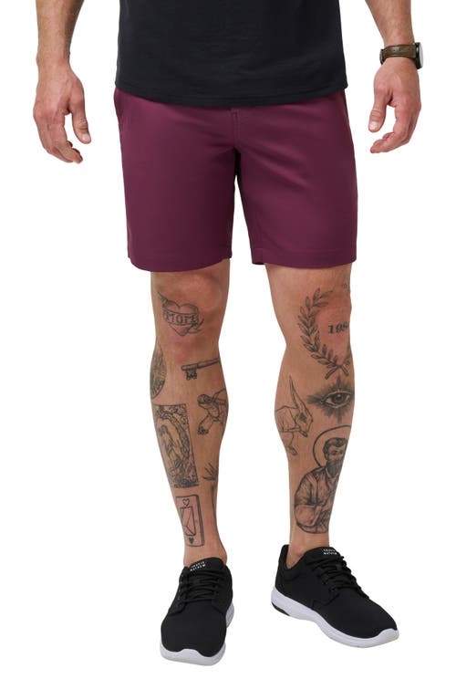 Shop Travismathew Drive-in Movie 8-inch Flat Front Stretch Shorts In Mauve Wine