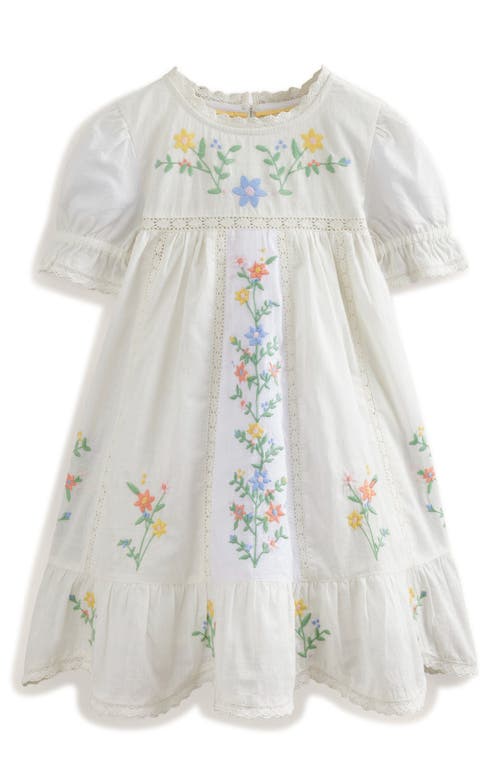 Mini Boden Kids' Floral Embroidered Cotton A-Line Dress Ivory Flowers at Nordstrom,