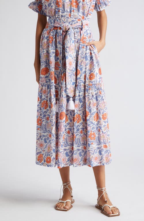 Franoise Floral Stripe Cotton Skirt in Newport Floral