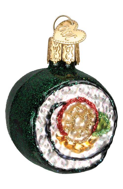 Old World Christmas Sushi Roll Glass Ornament In Green/white/red