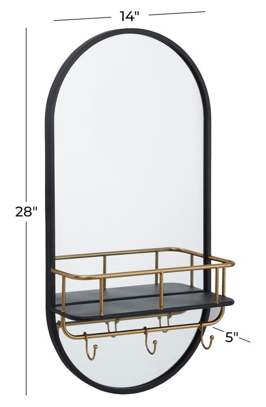 Shop Vivian Lune Home Shelf & Hooks Wall Mirror In Black