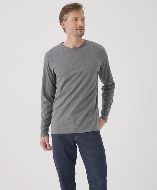 Pact Organic Softspun Long Sleeve Tee In Medium Grey Heather