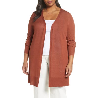 Plus Size Halogen Long Cardigan, Brown