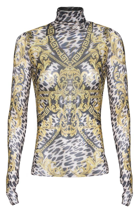 Afrm Zadie Semi Sheer Turtleneck In Vintage Chain