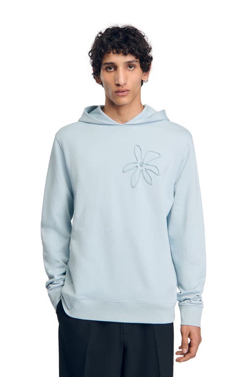 Shop Sandro Floral Hoodie In Baby Blue